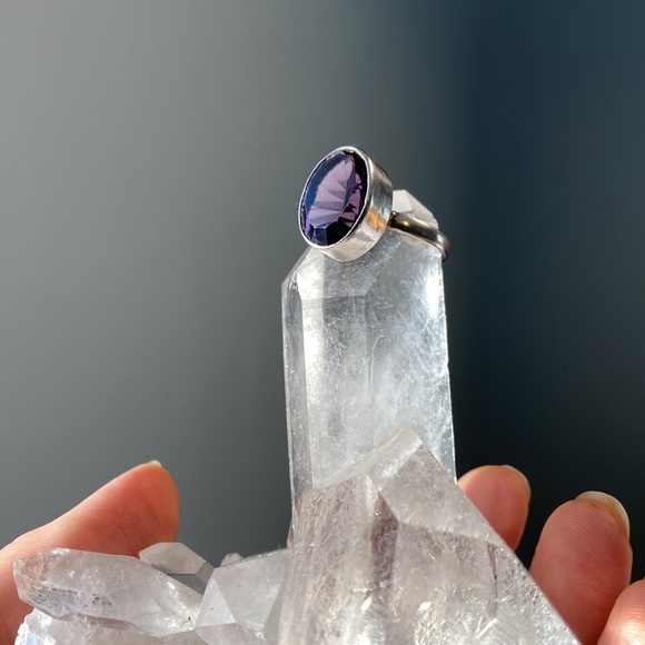 Faceted Amethyst Crystal Gemstone, 925 Sterling Silver Ring - Picture 16 of 16